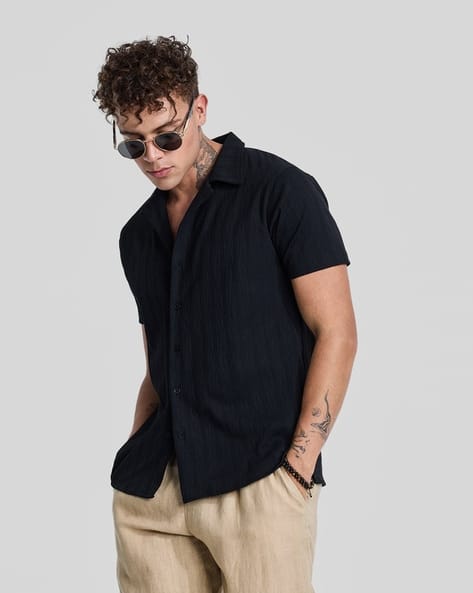 Men Slim Fit Shirt with Half Sleeves