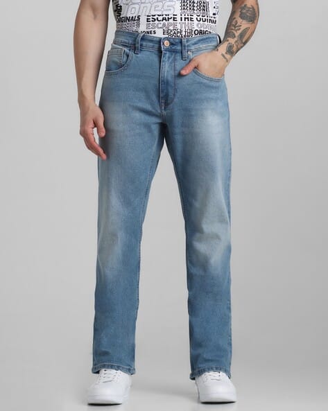 Men Mid-Wash Bootcut Jeans