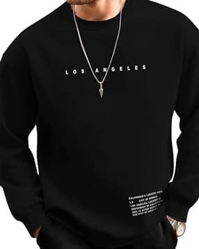 poshax Men Typographic Print Relaxed Fit Sweatshirt-picture-28