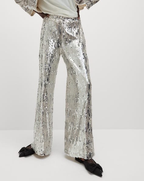 Buy Silver Trousers Pants for Women by Marks Spencer Online