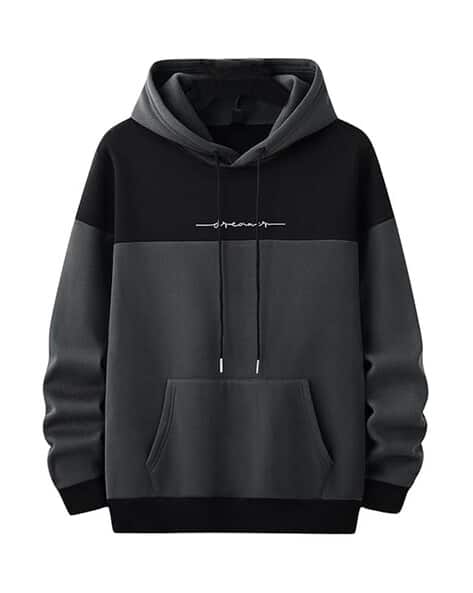 POSHAX Men Colourblock Relaxed Fit Hoodie