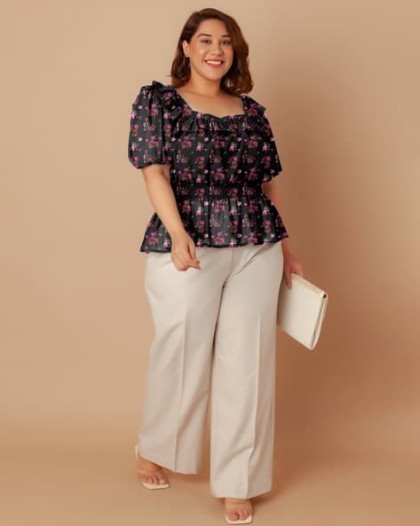 Zink London Women Floral Print Relaxed Fit Top
