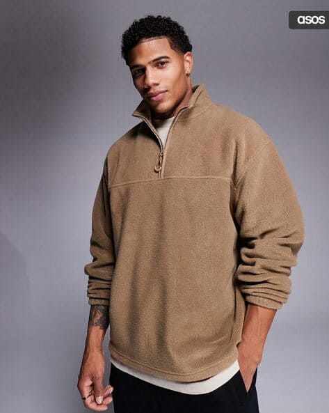Mens Hoodies Asos Fleece Hoodie Buy Beige Sweatshirt Hoodies