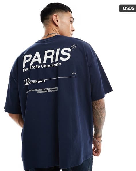 Oversized T-Shirt with Paris Text Back Print