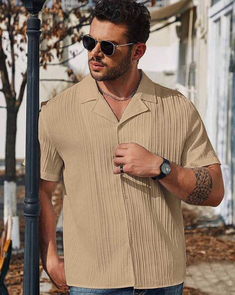 Men Shirt with Cuban Collar