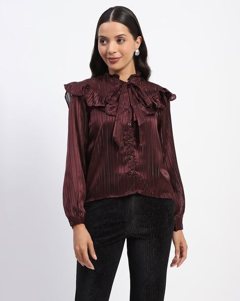 MADAME Women Striped Relaxed Fit Top