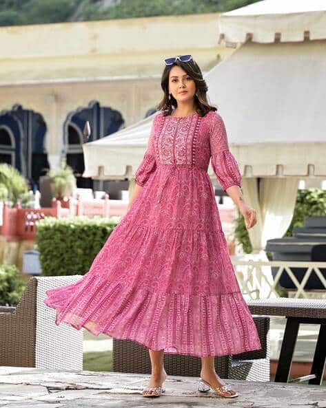 Buy Onion Pink Dresses Gowns for Women by JUNIPER Online