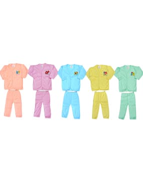 Infants Pack of 5 Floral Print Shirt & Pants Set-image-12