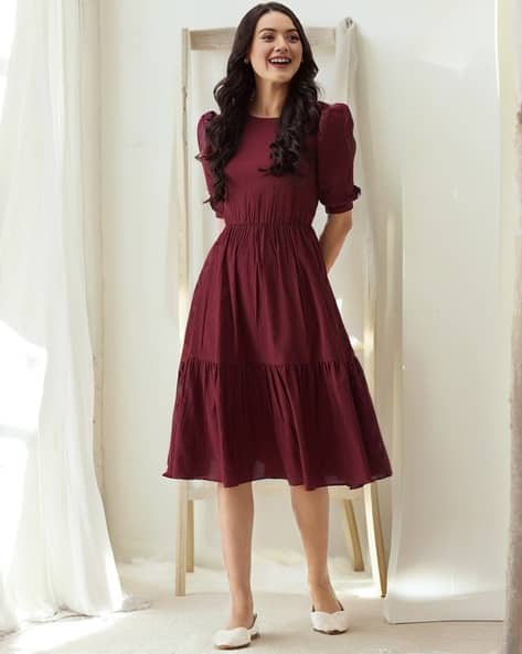 Womens Dresses Maroon Dress Myntra Price History Of AASK Crepe Fit Flare Midi Puff Sleeve Dress Womens Dresses Maroon Dress Myntra Price History Of AASK Crepe Fit Flare Midi Puff Sleeve Dress