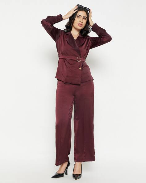 Women Single-Breasted Blazer with Belt