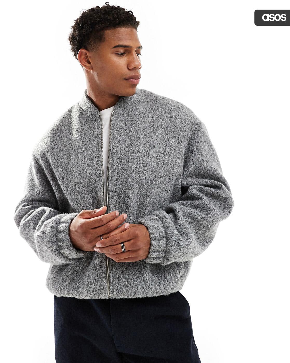 Buy ASOS DESIGN Oversized Wool Look Bomber Jacket Online | Ajio.com