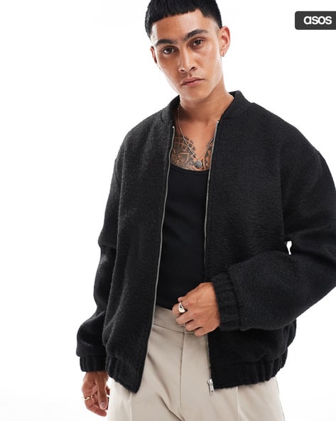 Oversized Wool Look Bomber Jacket