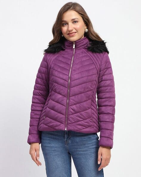 Women Quilted Relaxed Fit Zip-Front Puffer Jacket