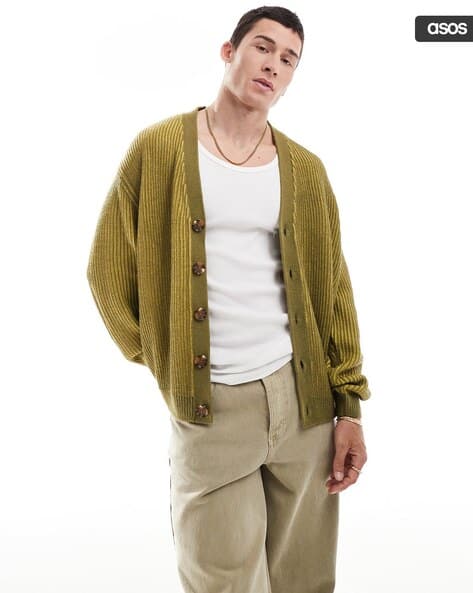 Asos Design Khaki Oversized Cardigan Urban Classics Knit Cardigan