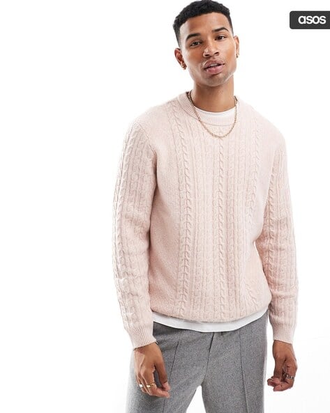 Men Cable-Knit Relaxed Fit Pullover