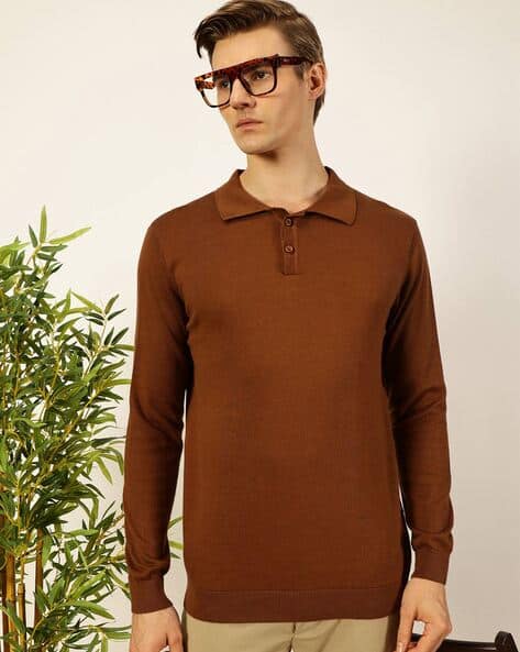 Men Polo T-shirt with Button Closure