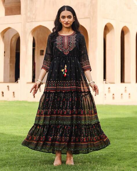 Evening Gown Online Dress Companies Party Wear Fashion Biba Long Gown Buy  Biba Ethnic Motifs Print