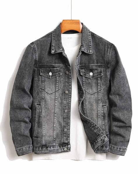 Men Washed Regular Fit Denim Jacket