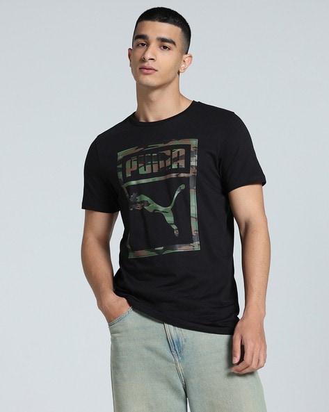 Men Brand Print Slim Fit Crew-Neck T-Shirt