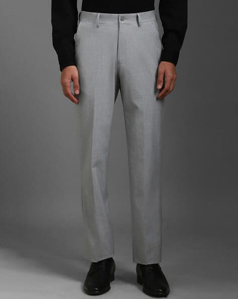 LOUIS PHILIPPE Men Mid-Rise Straight Fit Flat-Front Trousers