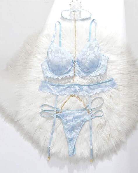 Lindex Light Blue Lace Bralette Sexy Piece Blue Lingerie (Cloud Set) Lindex Light Blue Lace Bralette Sexy Piece Blue Lingerie (Cloud Set)