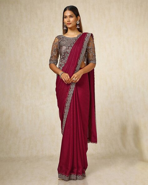 Soch Women Chiffon Embroidered Saree