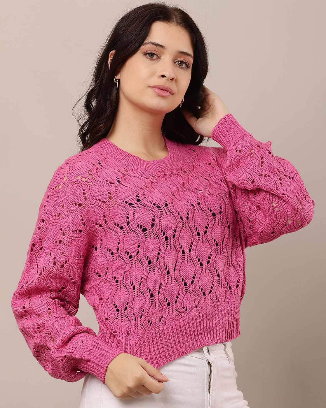 Buy Pink Sweaters & Cardigans for Women by NoBarr Online | Ajio.com