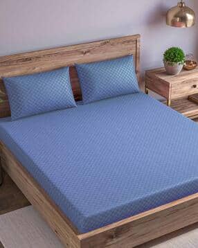 Jacquard Weave Fitted Bedsheet for Queen Bed-image-28