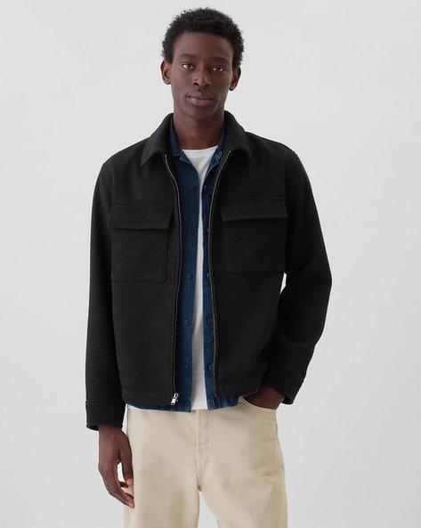 Buy GAP Men Ribbed Regular Fit Zip-Fr Online | Ajio.com