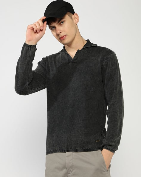 Polo-Neck Full-Sleeve Regular Fit Knitwear Sweater