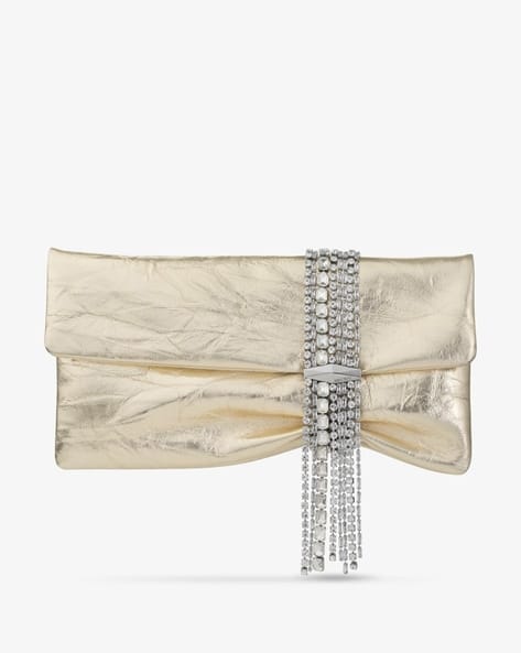 Zandra Vintage Metallic Leather Clutch Bag