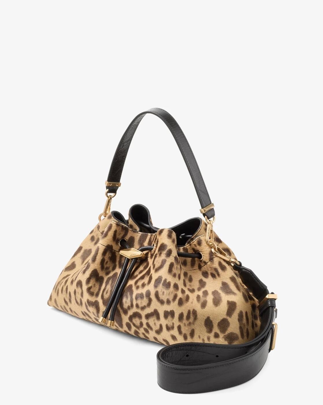 Buy Jimmy Choo Cinch Leopard Print Pony Bag | Natural & Gold Color