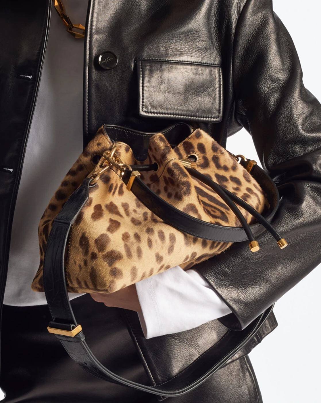 Buy Jimmy Choo Cinch Leopard Print Pony Bag | Natural & Gold Color