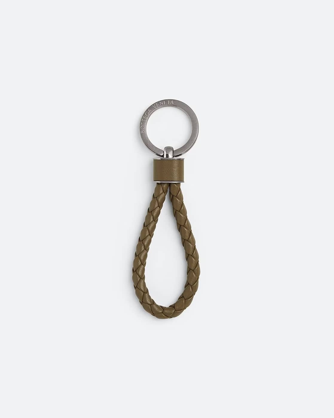 Buy BOTTEGA VENETA Intreccio Leather Key Ring | Brown Color