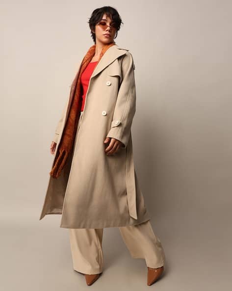 THETOE Roosevelt trench coat ベージュ　S Buy Outryt by AZORTE Women Trench Coat with Belt Online | Ajio.com