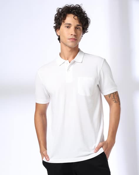 Men Slim Fit Polo T-Shirt with Patch Pocket