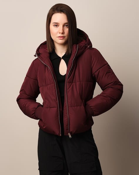 Puffer Coat Burgundy Jacket Womens Uk Long Padded Puffer Jacket