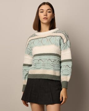 only Women Patterned-Knit Round-Neck Pullover-picture-53