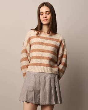 only Women Striped Boat-Neck Pullover-picture-18