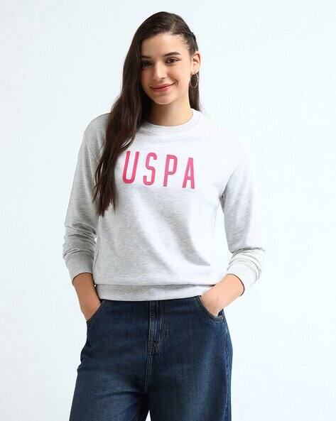U.S. Polo Assn. Women Brand Print Regular Fit Sweatshirt