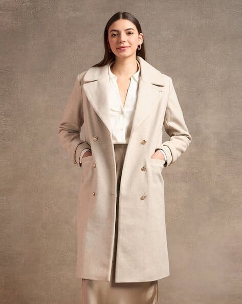Hv Polo Cream Parka Coats Coat And Polo Women Double-Breasted