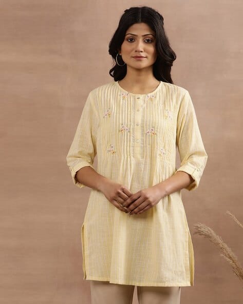 Casual Regular Sleeves Embroidered Women Light Blue Top