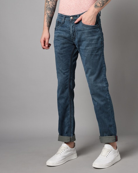 Men Lightly Washed Lucifer Slim Fit Jeans