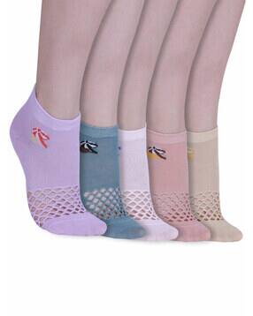 Women Pack of 5 Crochet Ankle-Length Socks-image-3