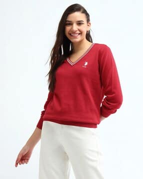u.s. polo assn. Women V-Neck Pullover with Logo Embroidery-picture-15