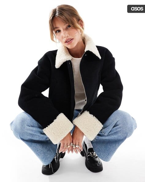 Cord Bonded Jacket with Shearling Collar