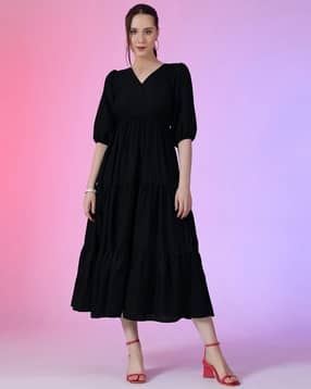 raiyani enterprise x ag Women V-Neck Maxi Tiered Dress-picture-13
