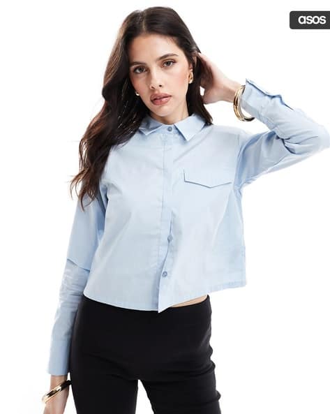 ASOS DESIGN Slim Fit Cropped Shirt