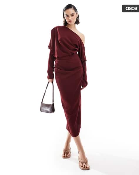 Slouchy Fallen Shoulder Midi Dress