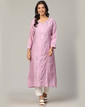 4u fashion Woman Self-design Straight Kurta-picture-26